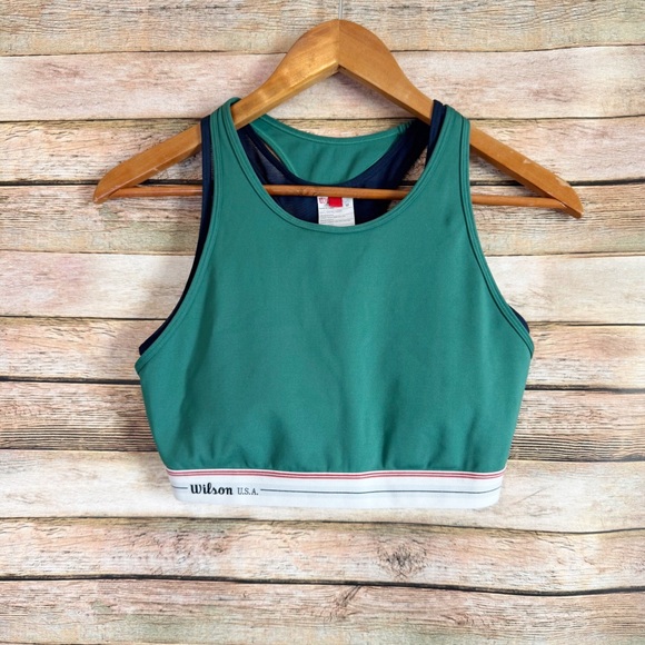 Wilson Women's Green Calle Mesh Detail Tennis Pickleball Sports Bra Size Medium